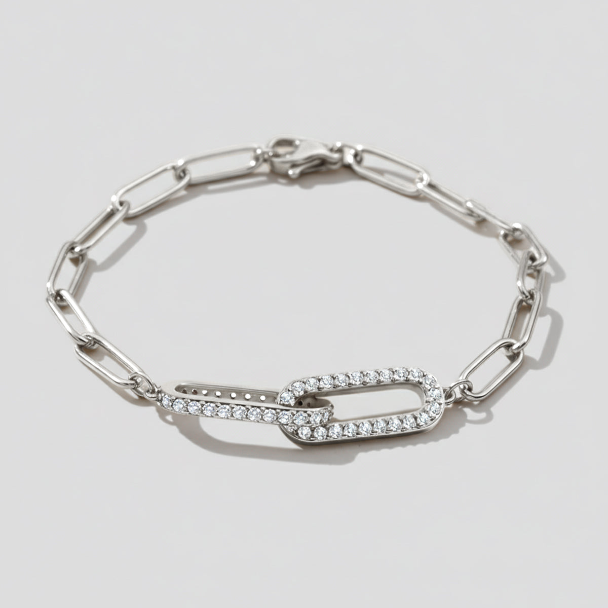 Pave Paperclip Chain Bracelet