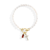 Pearl Cross Charm Bracelet