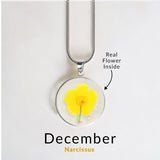 Pressed Birth Flower Necklace