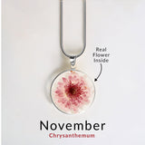 Pressed Birth Flower Necklace