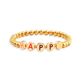 Custom Rainbow Letter Gold Disc Beaded Bracelet