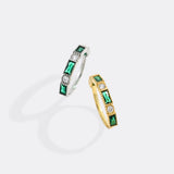 Personalized Round and Baguette Birthstone Ring