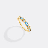 Personalized Round and Baguette Birthstone Ring