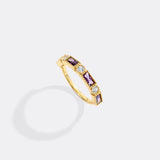 Personalized Round and Baguette Birthstone Ring