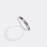 Personalized Round and Baguette Birthstone Ring
