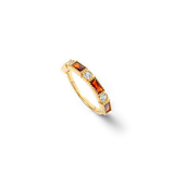Personalized Round and Baguette Birthstone Ring