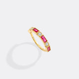 Personalized Round and Baguette Birthstone Ring