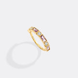 Personalized Round and Baguette Birthstone Ring