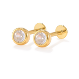 Bezel Stud Flatback Earrings | 16g