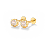 Bezel Stud Flatback Earrings | 16g