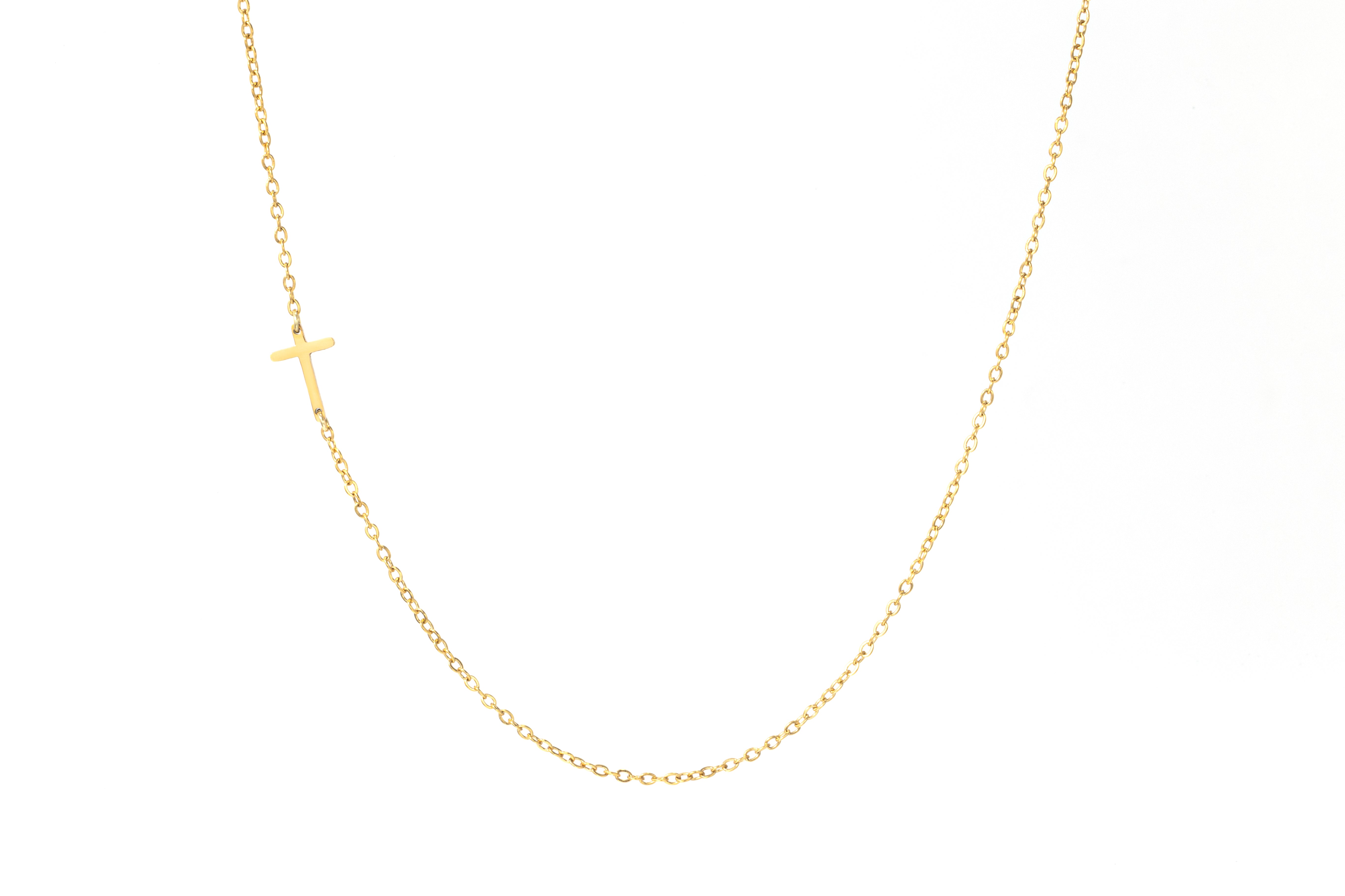 Dainty Sideways Cross Necklace