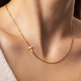 Dainty Sideways Cross Necklace