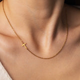 Dainty Sideways Cross Necklace