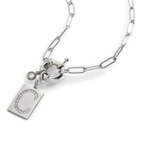Pave Initial Pendant Necklace with Paperclip Chain