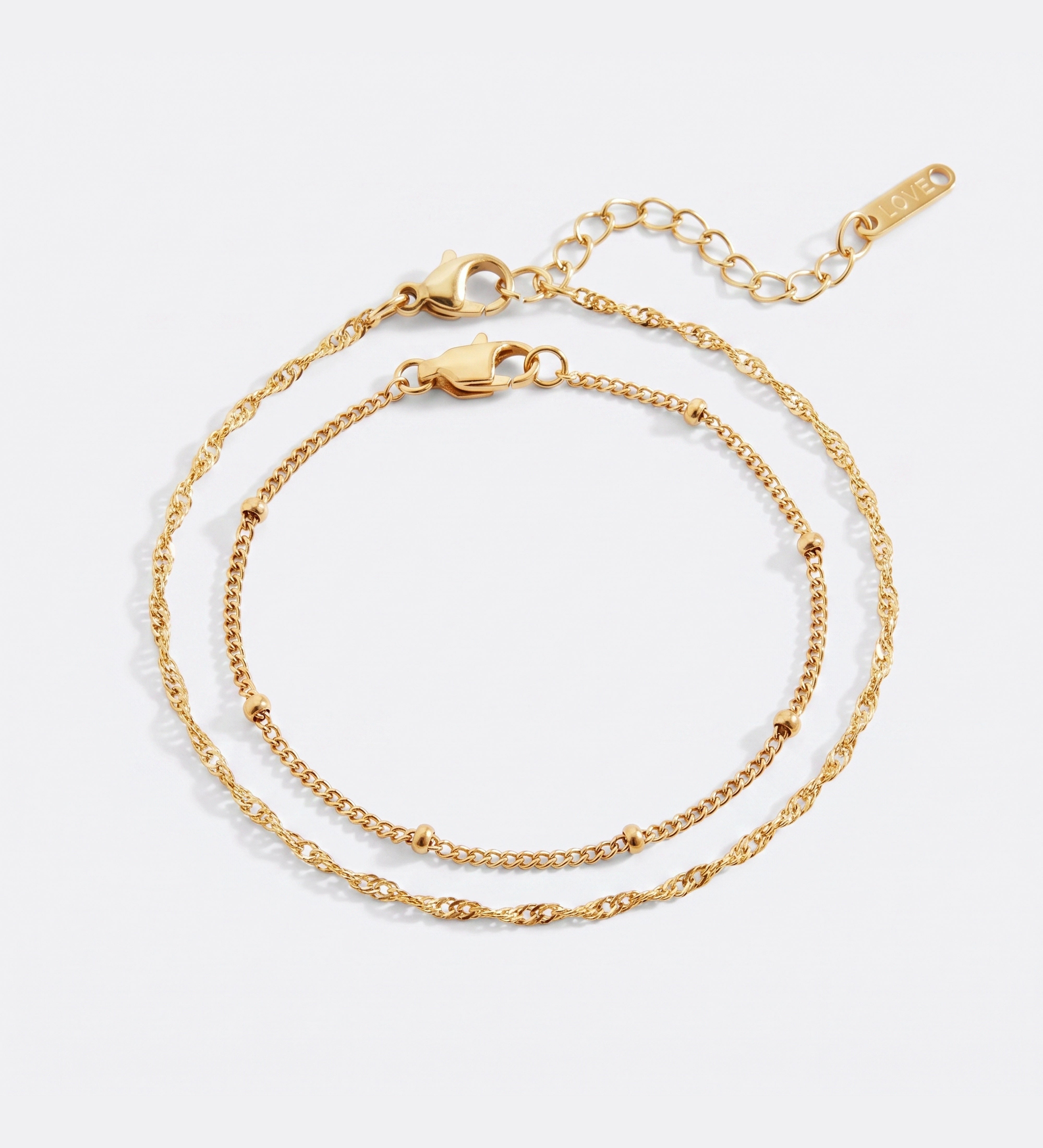 Singapore Twist and Satellite Chain Bracelet Bundle
