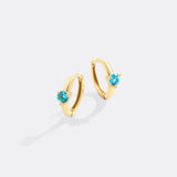 Solitaire Birthstone Huggie Hoop Earrings
