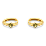Solitaire Birthstone Huggie Hoop Earrings
