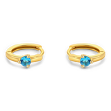 Solitaire Birthstone Huggie Hoop Earrings