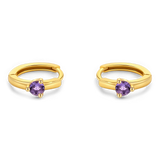 Solitaire Birthstone Huggie Hoop Earrings