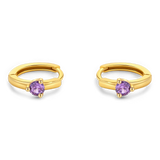 Solitaire Birthstone Huggie Hoop Earrings