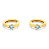 Solitaire Birthstone Huggie Hoop Earrings