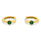 Solitaire Birthstone Huggie Hoop Earrings