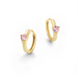 Solitaire Birthstone Huggie Hoop Earrings