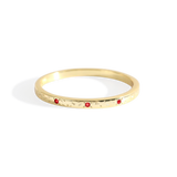 Narrow Textured Gold Birthstone Band