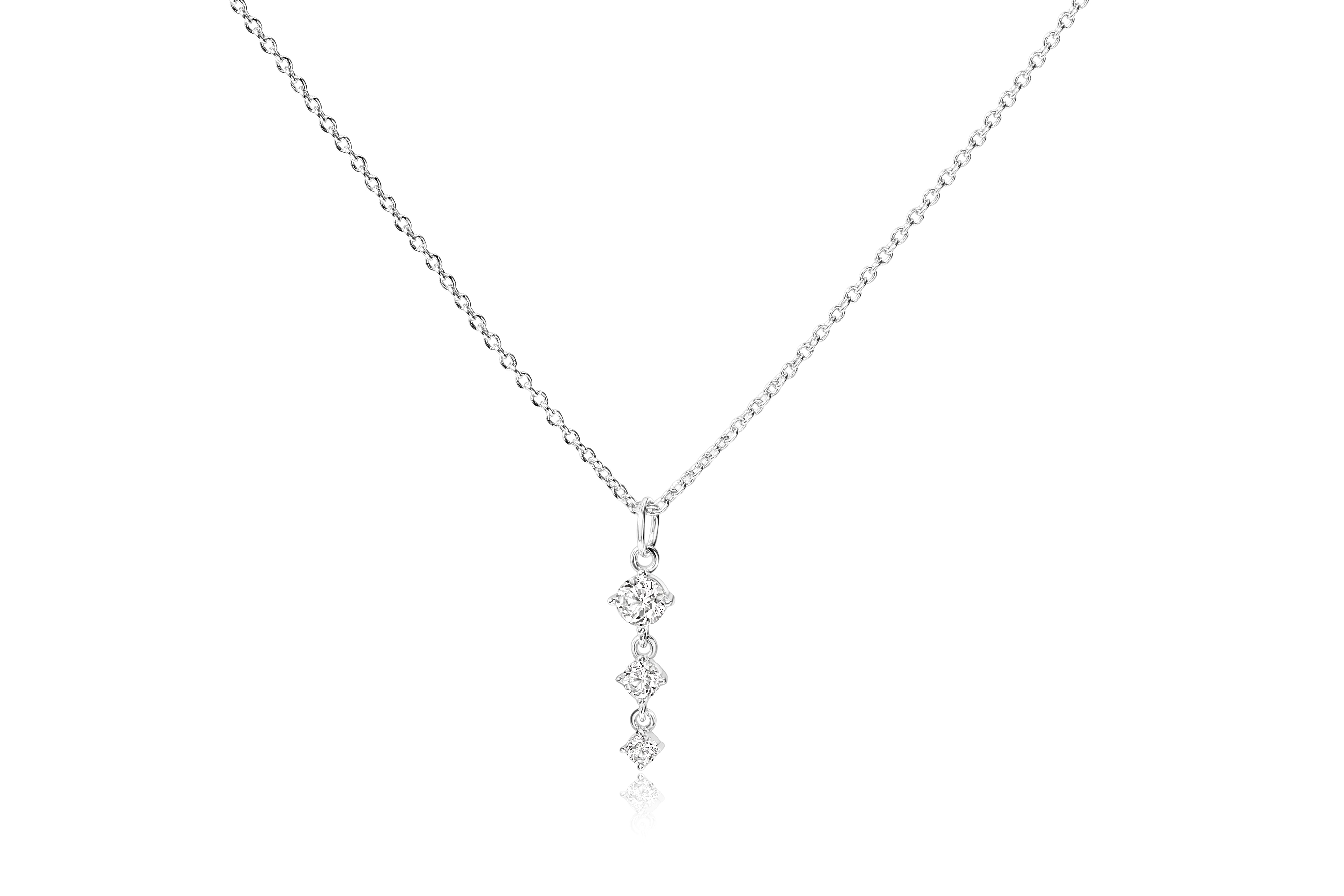 Three Stone Drop Pendant Necklace