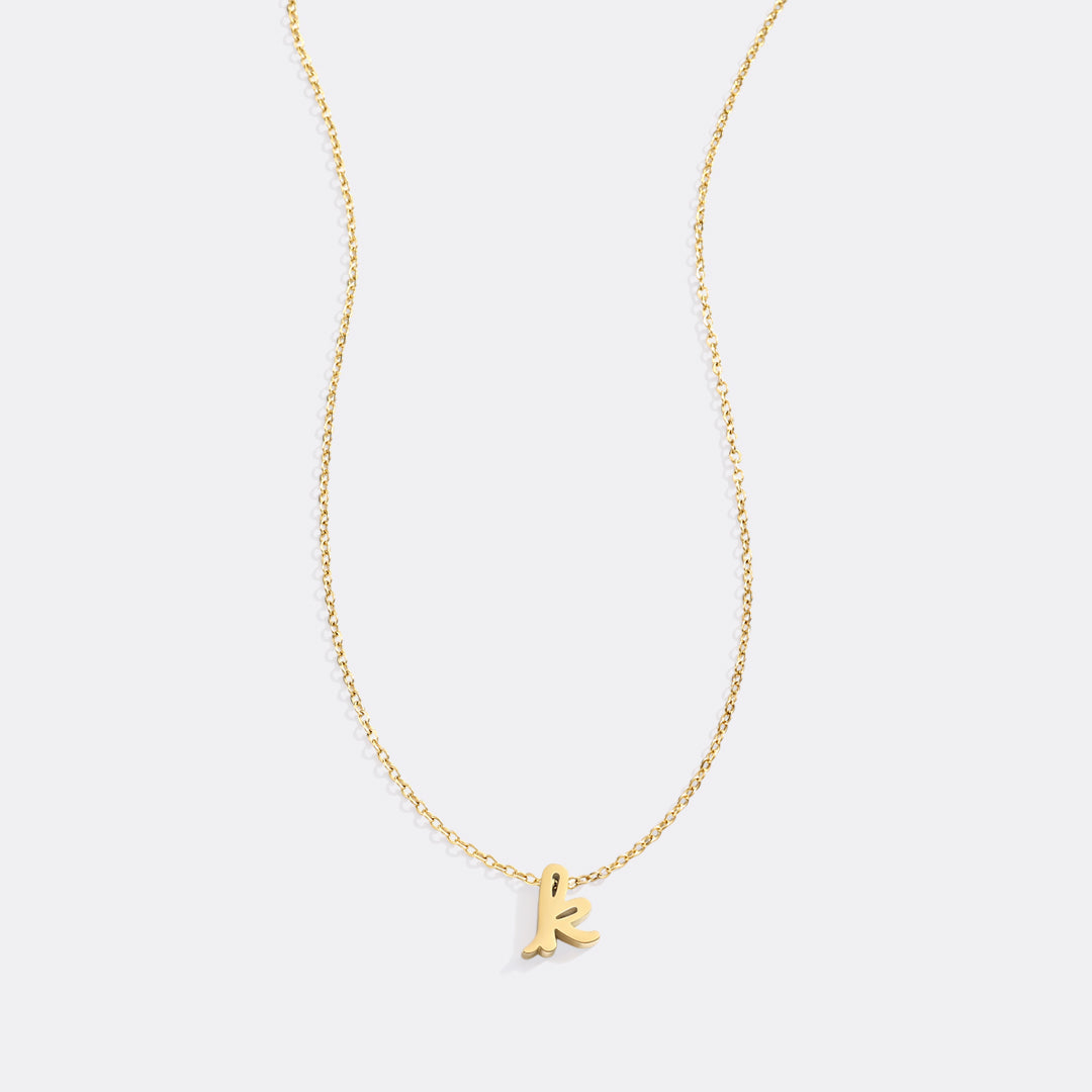 Tiny Script Initial Necklace