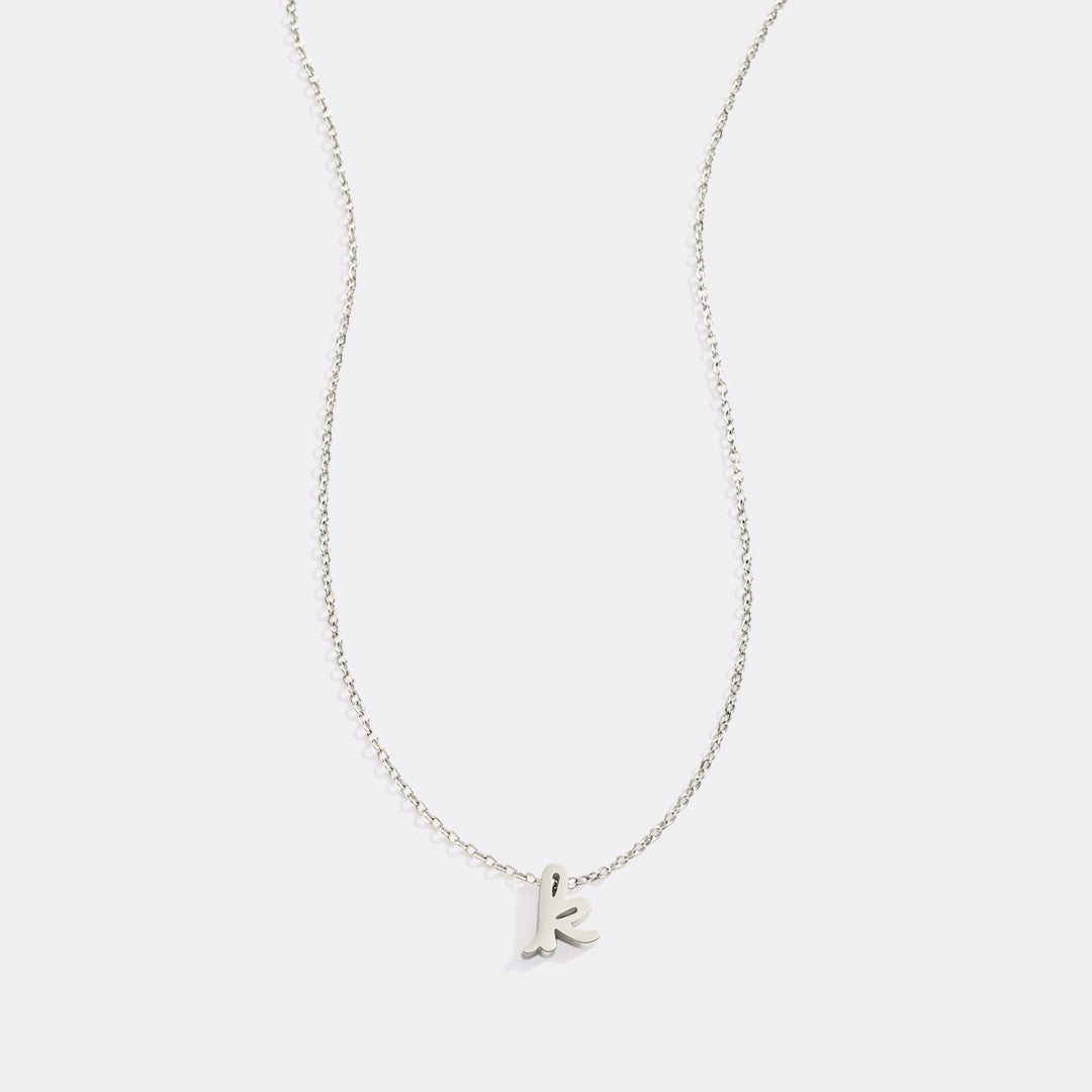 Tiny Script Initial Necklace