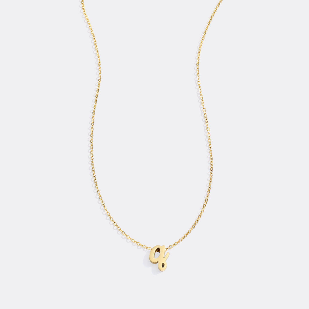 Tiny Script Initial Necklace