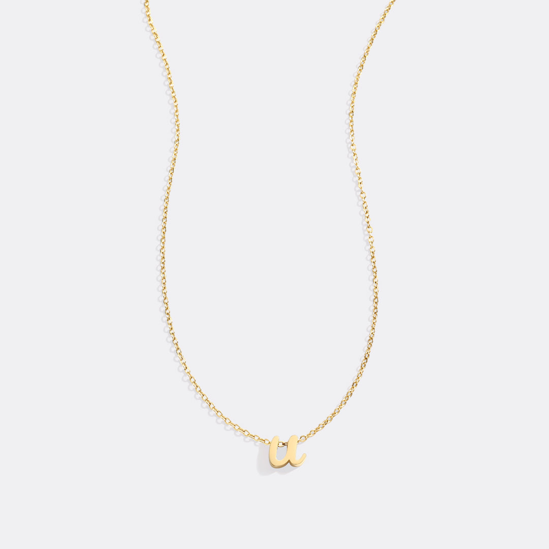 Tiny Script Initial Necklace