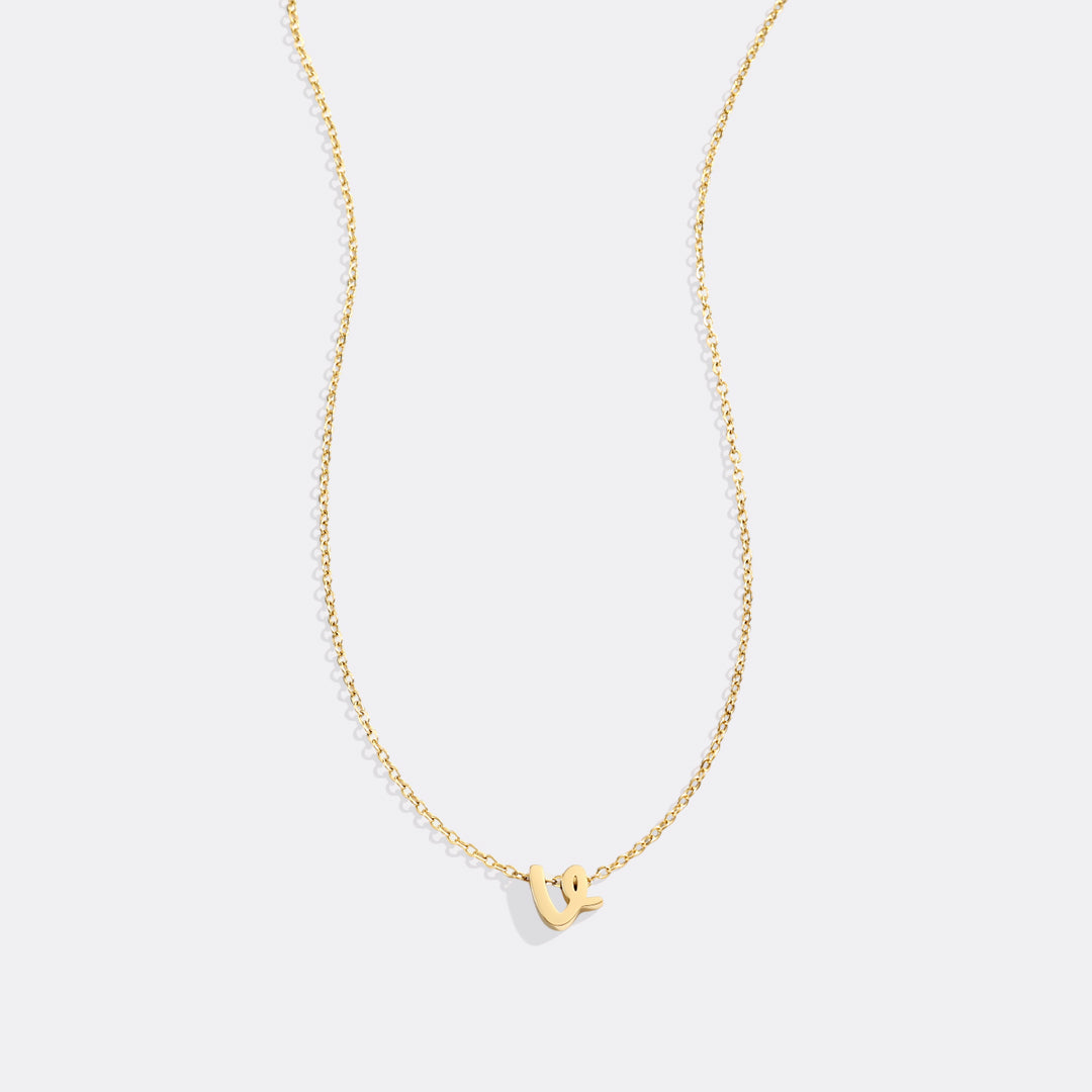 Tiny Script Initial Necklace