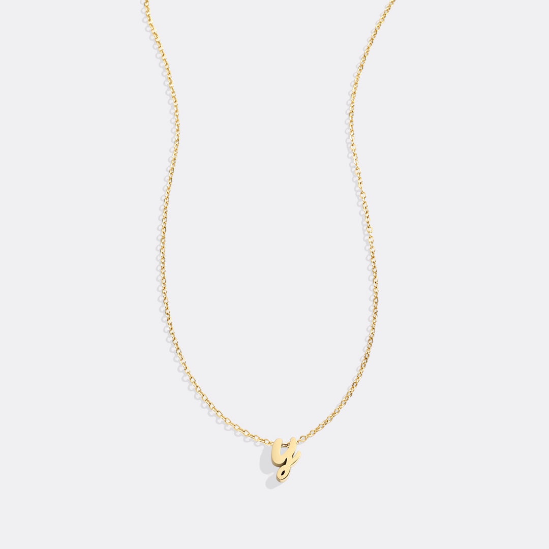 Tiny Script Initial Necklace