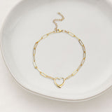 Open Heart Paperclip Chain Bracelet