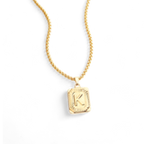 Initial Card Pendant Necklace with Rolo Chain