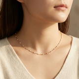 White Beaded Station Necklace