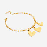 Personalized Beaded Double Heart Charm Bracelet
