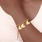 Personalized Beaded Double Heart Charm Bracelet