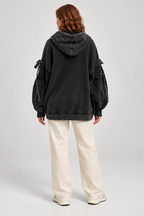 LELENA™ - Chic Zip Up Hooded Side Bow Long Sleeve Jacket
