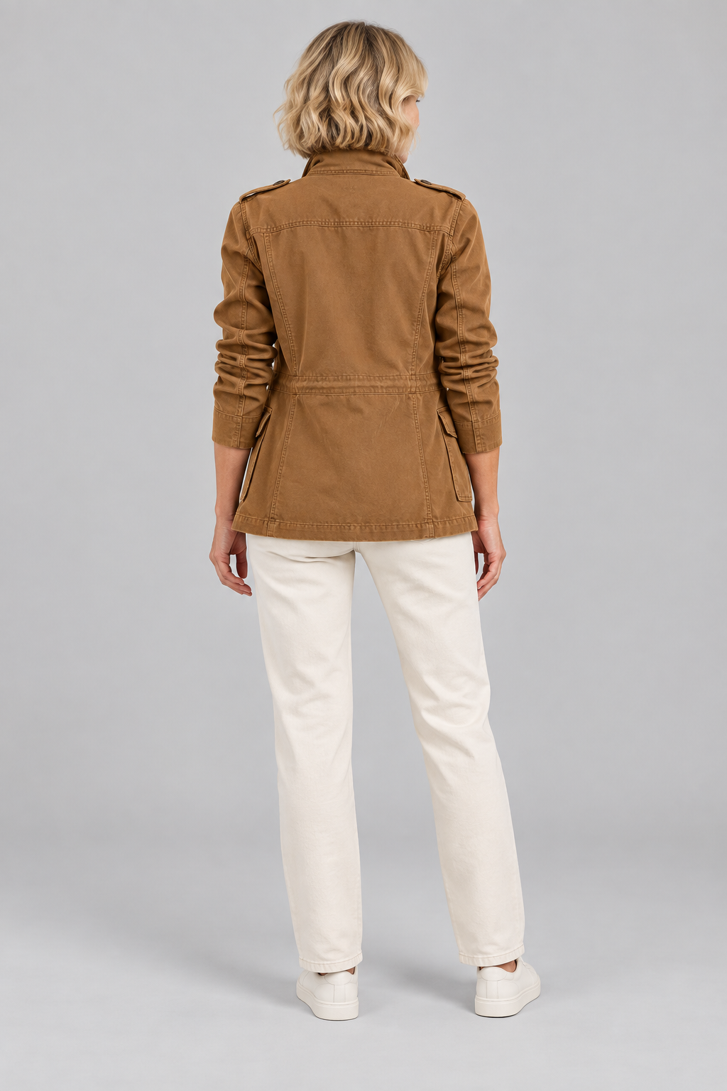 RHODA™ - Vintage Zip Up Button Military Jacket