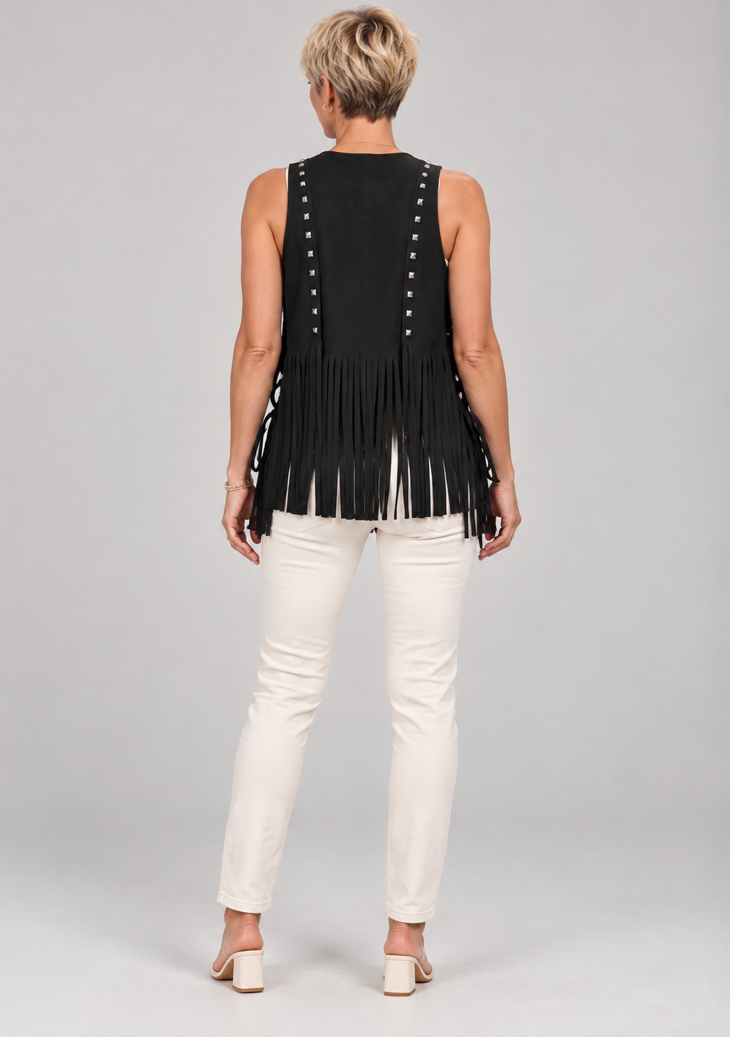 DHARNA™ – Casual Open-Front Sleeveless Fringe Vest