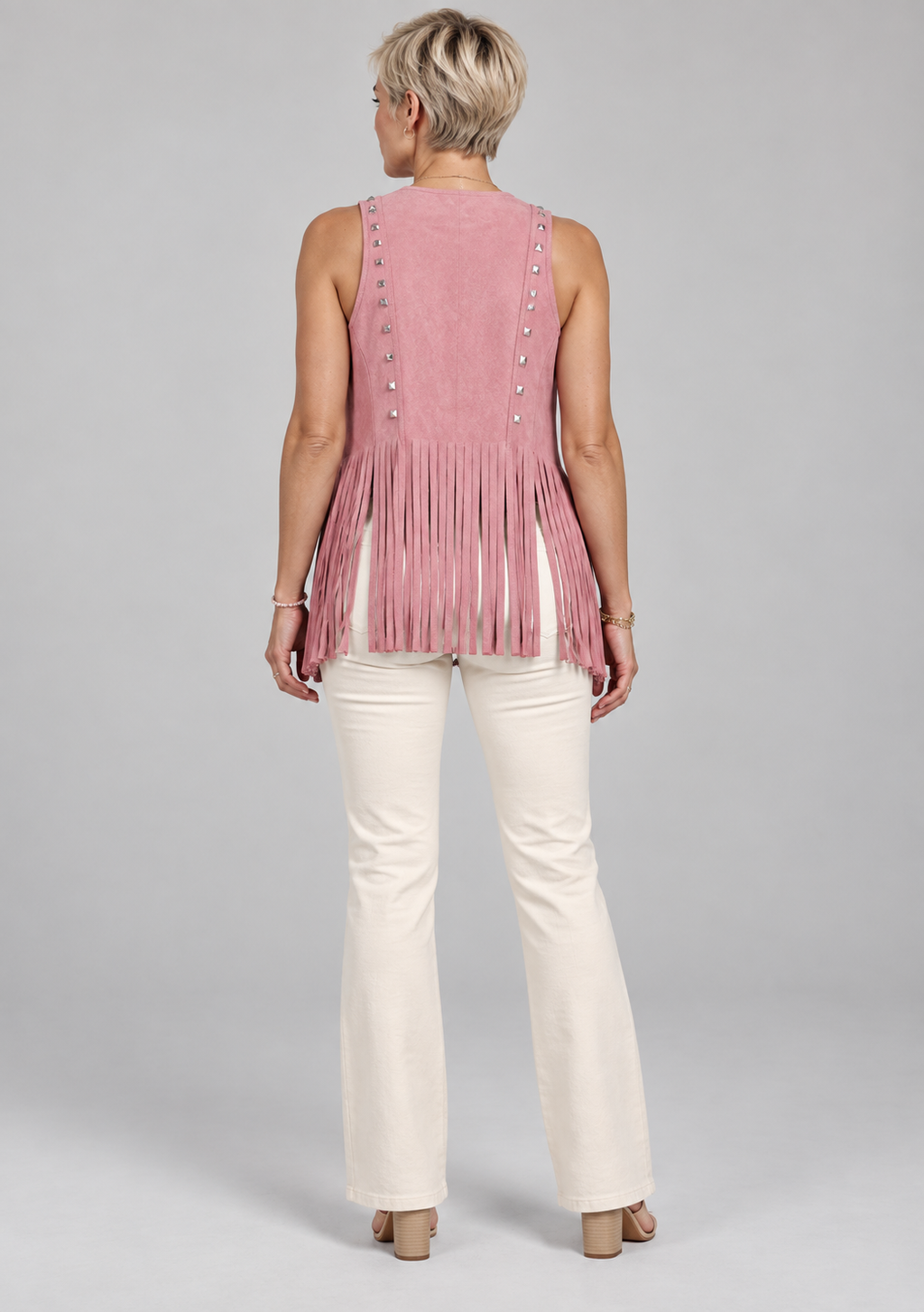 DHARNA™ – Casual Open-Front Sleeveless Fringe Vest
