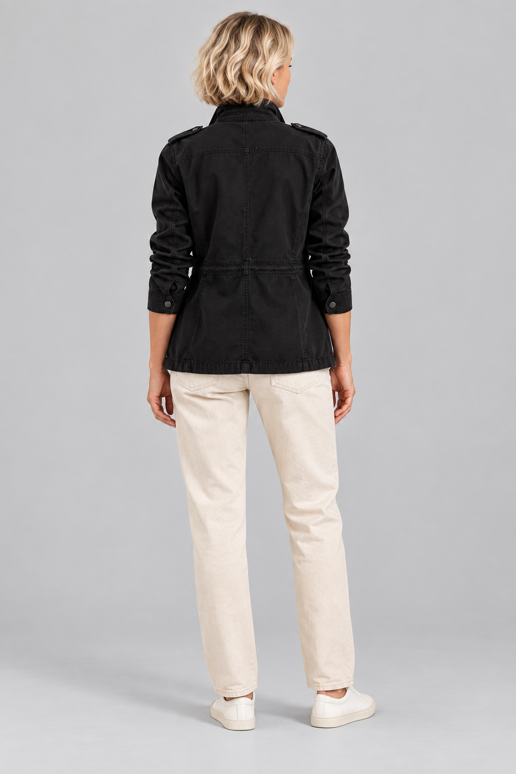 RHODA™ - Vintage Zip Up Button Military Jacket