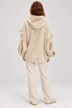 LELENA™ - Chic Zip Up Hooded Side Bow Long Sleeve Jacket