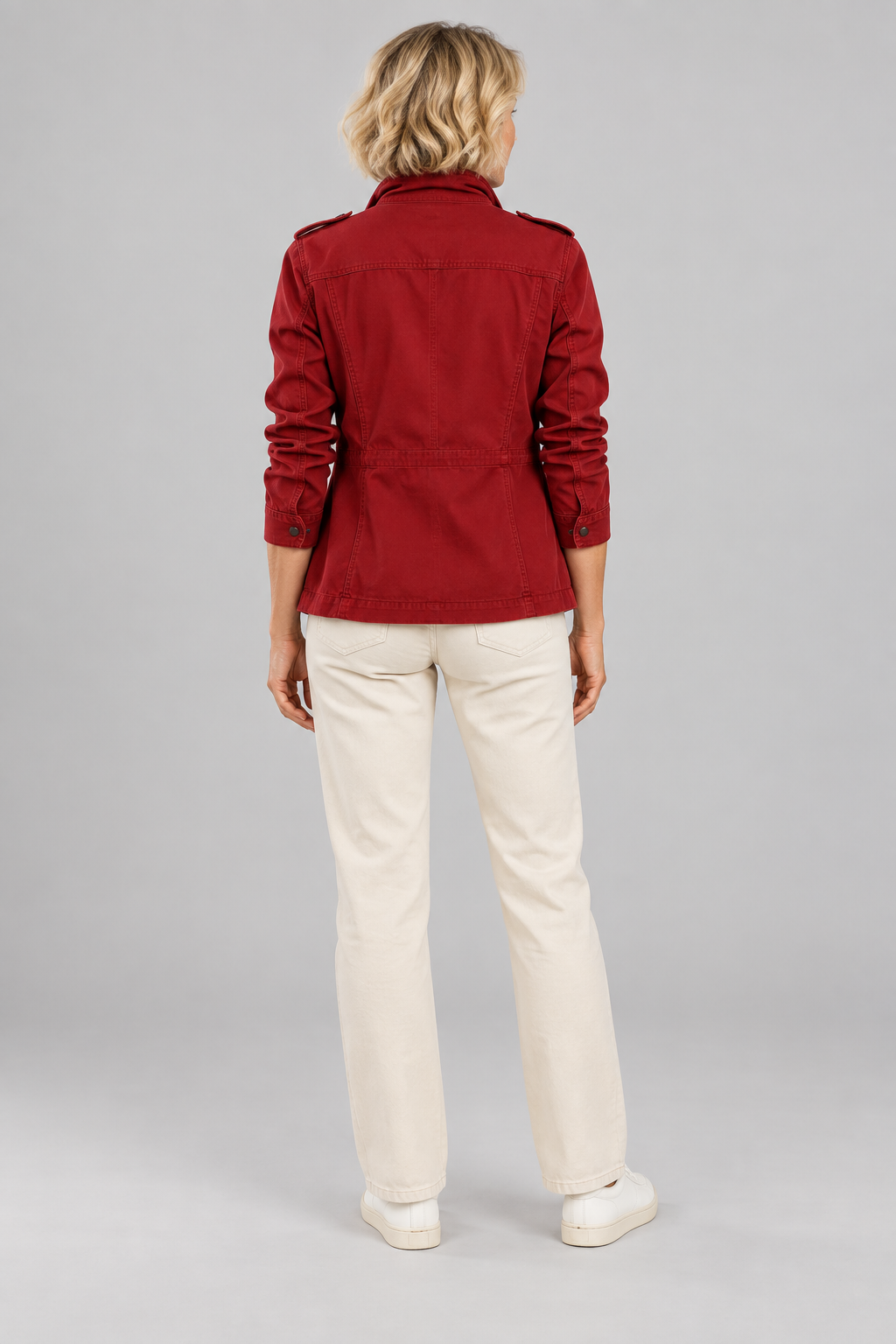 RHODA™ - Vintage Zip Up Button Military Jacket