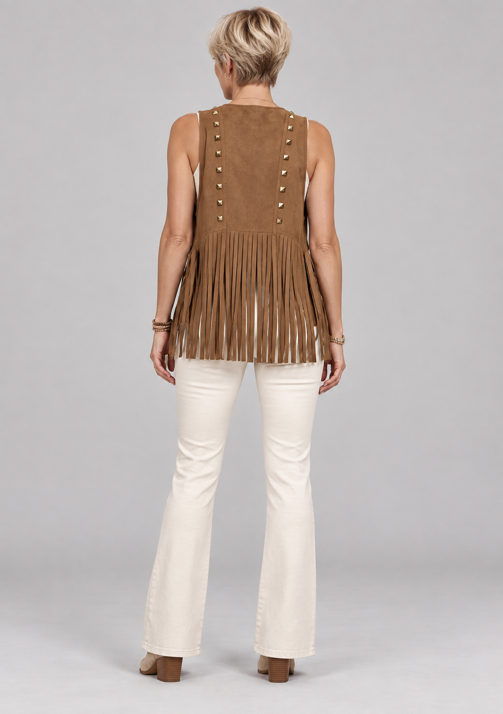 DHARNA™ – Casual Open-Front Sleeveless Fringe Vest