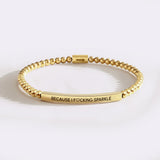 Because I F♡cking Sparkle Gold Beaded Inspire Bracelet