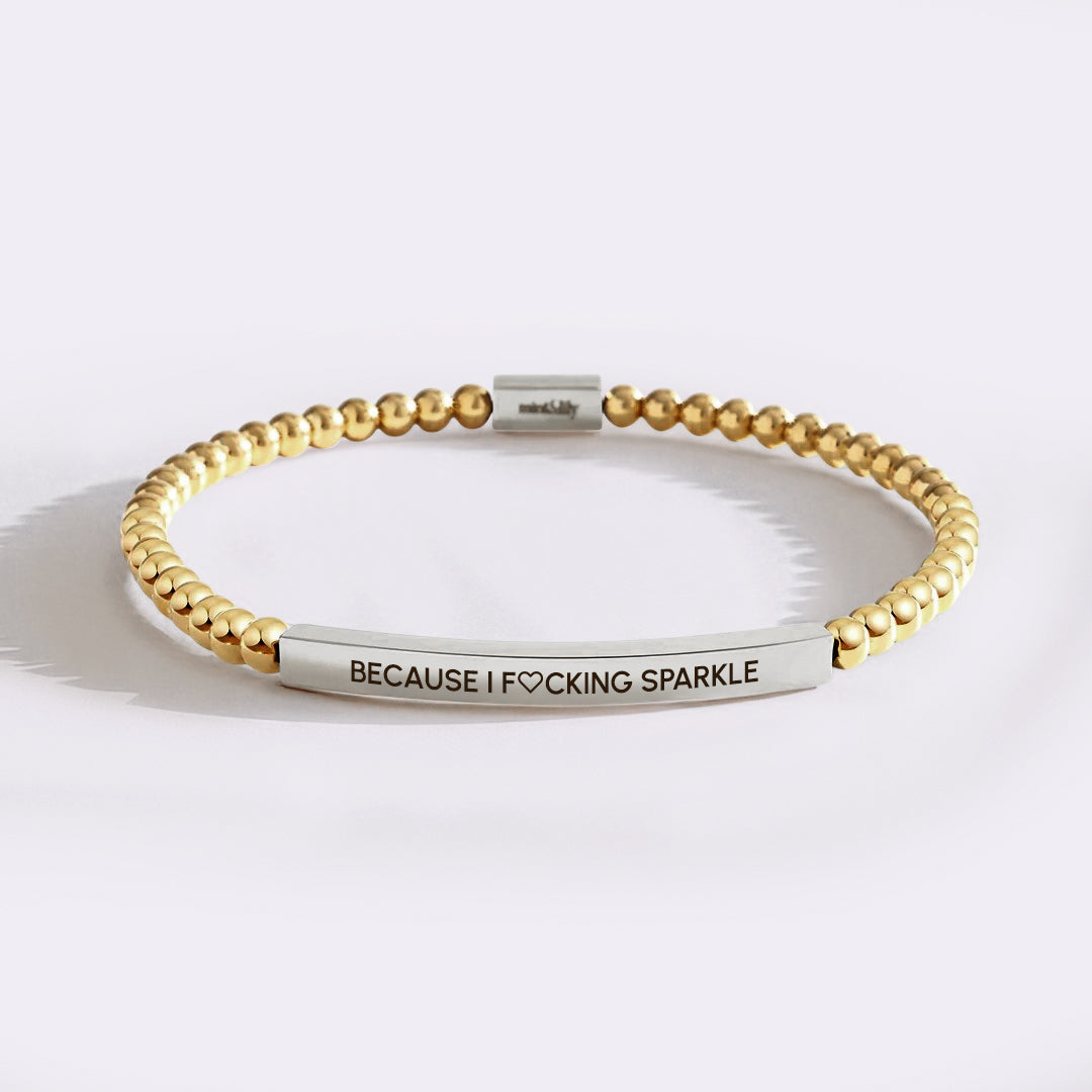 Because I F♡cking Sparkle Gold Beaded Inspire Bracelet